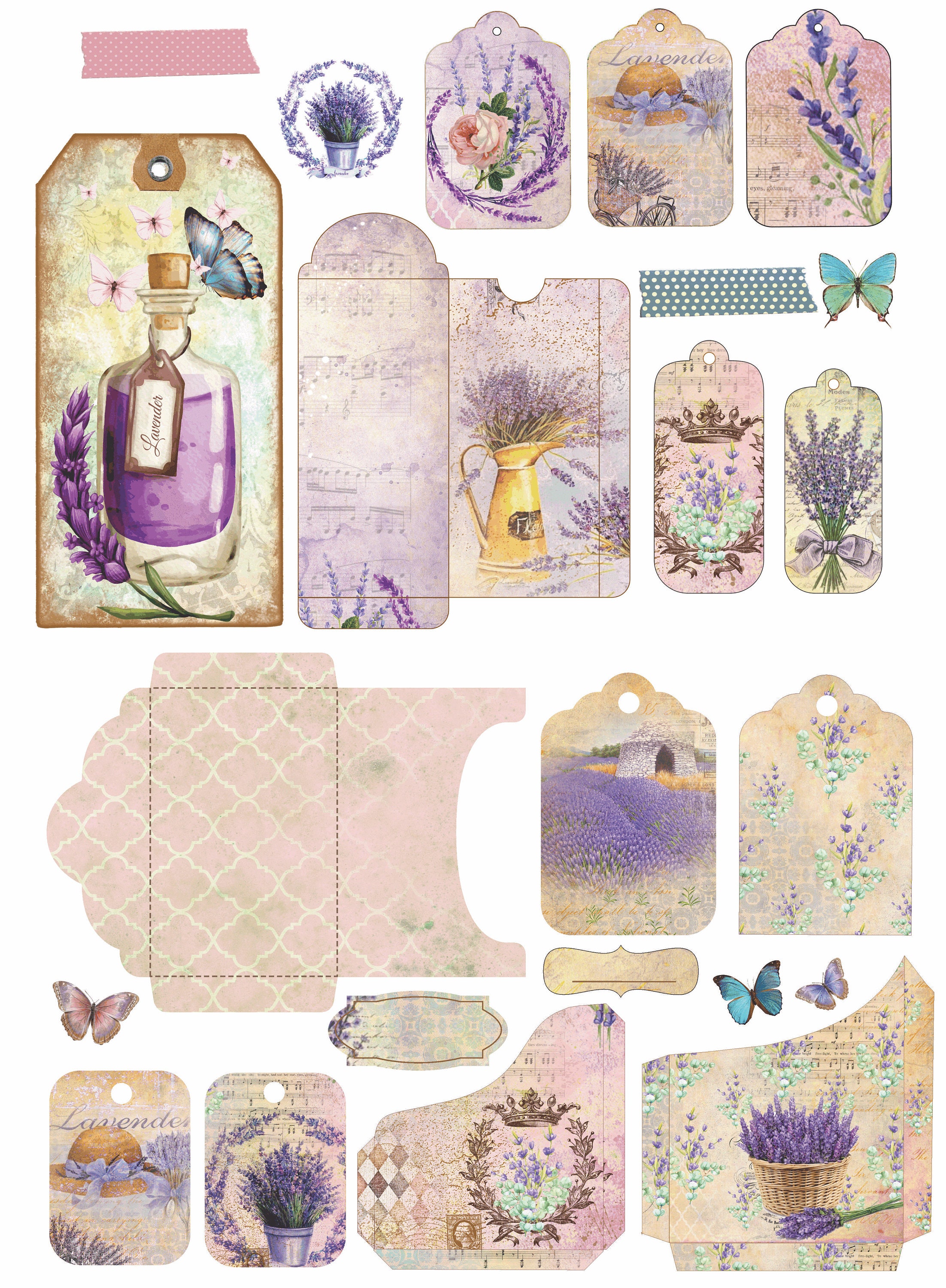 Lavender Printables, Lavender Digital Goodies, Vintage Embellishments ...