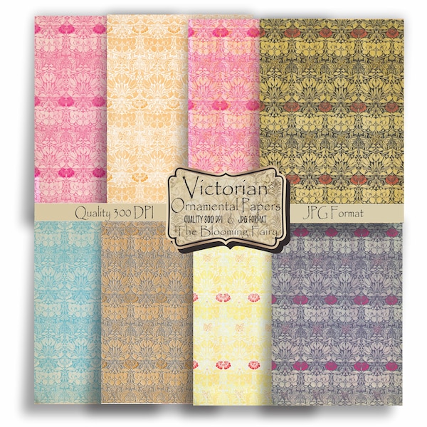 Victorian Ornamental Papers, Vintage Textured papers, Ornamed Backgrounds Papers, Vintage Scrapbook Papers, Printable Junk Journal Papers