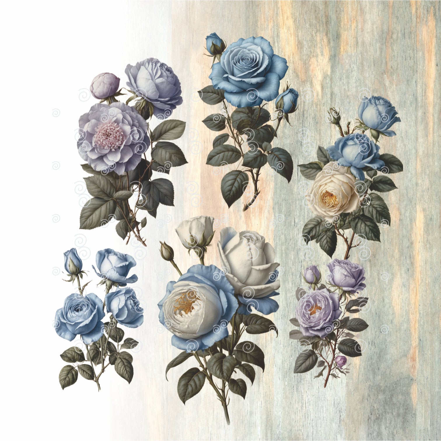 Victorian Blue Roses Clipart, Blue Roses PNG, Blue Roses Transparent ...