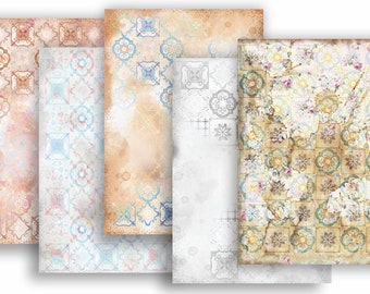 Shabby Chic Digital Paper Pack, Vintage Scrapbook, Grunge Backgrounds (Digital Download)
