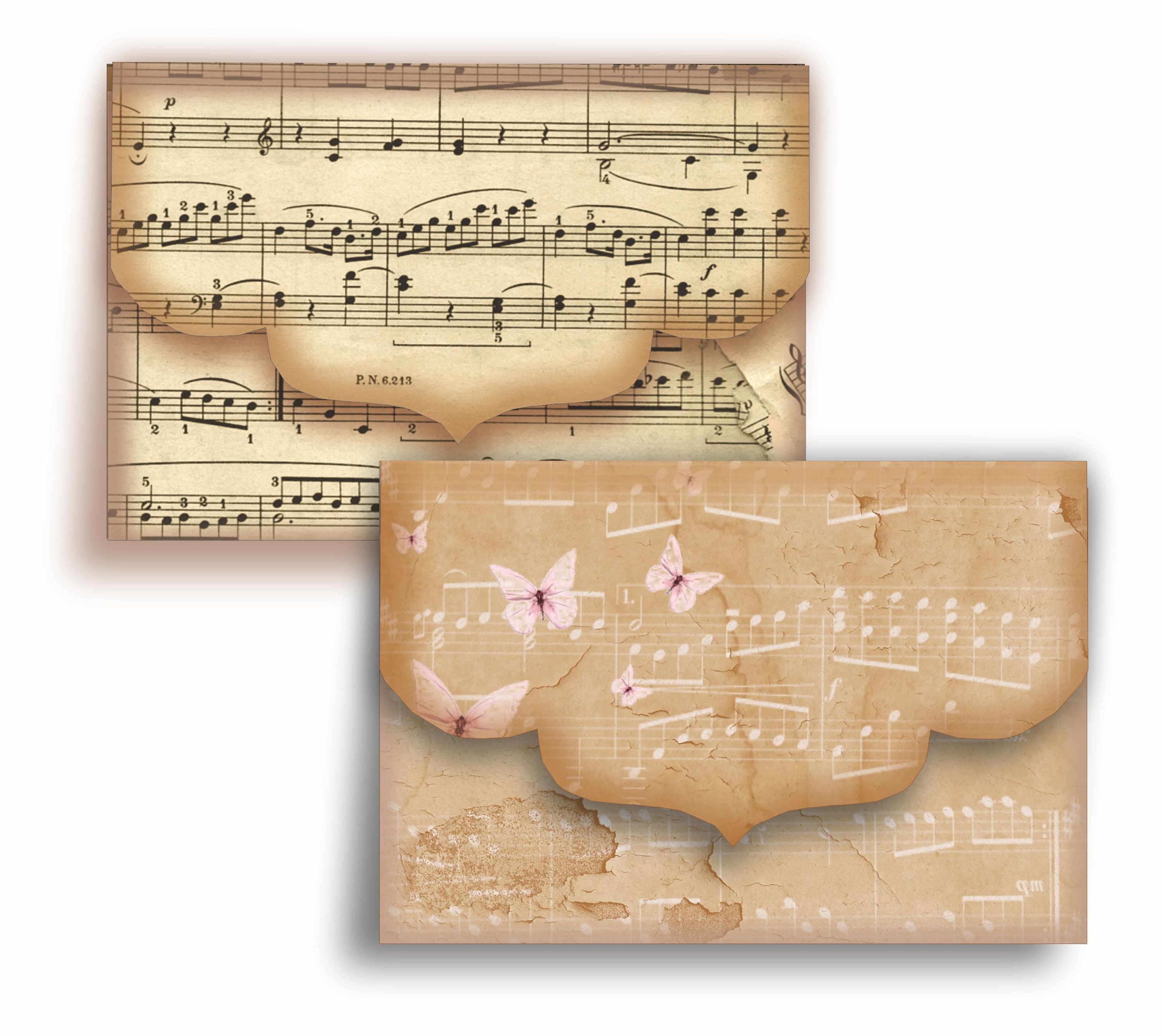 Vintage Music Envelopes, Journal Embellishments, Digital Envelopes