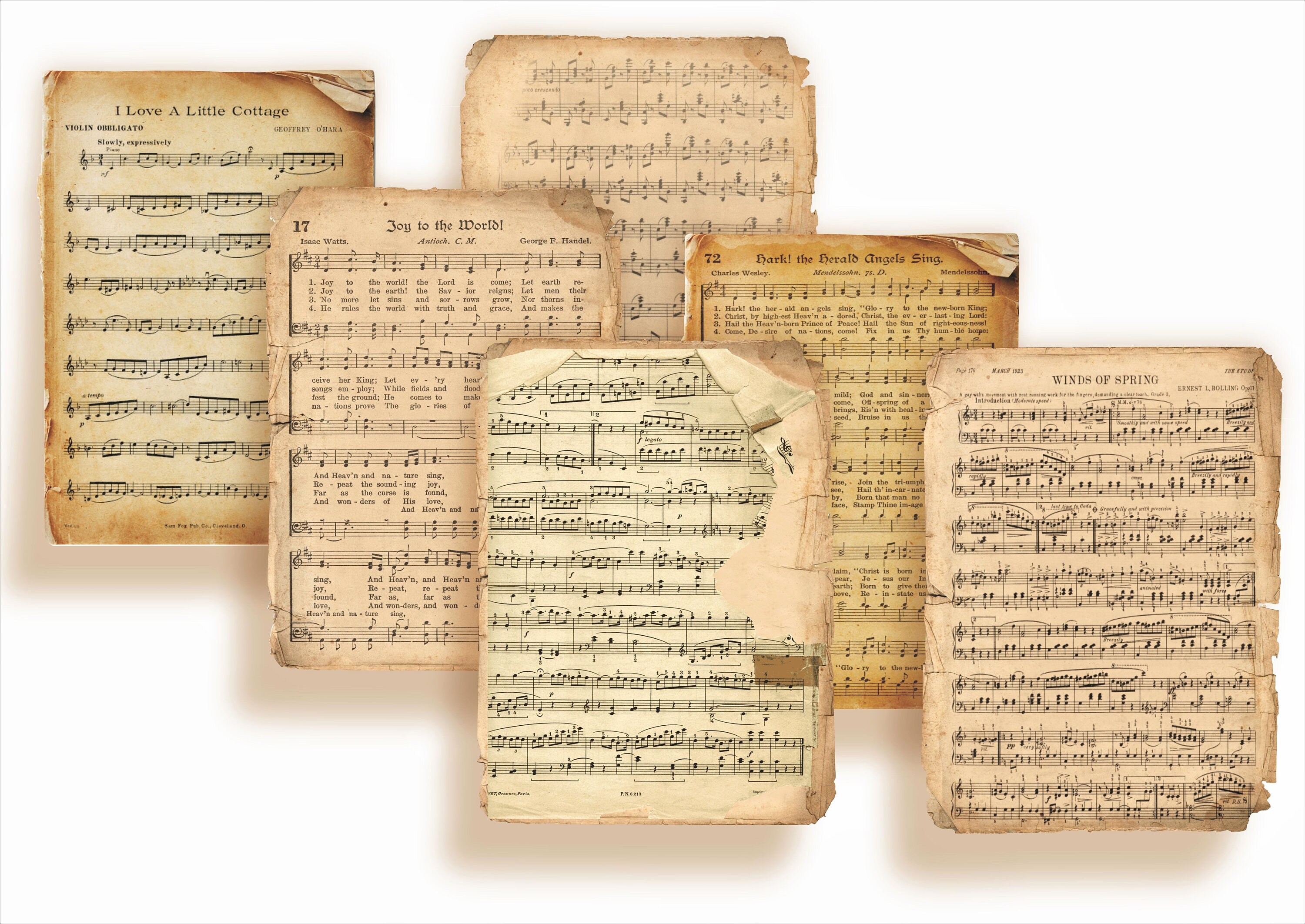 Vintage Music Score Ephemera, Aged Music Notes, Printable ATC (digital ...