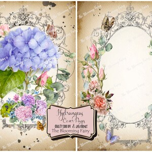 Hortensia's Cover Pages, Cover Pages Front Back Grunge Hortensia Pages Kit, Hortensia's Tuin, Afdrukbaar papier, Digitale Download Kit