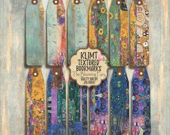 Klimt Texture Bookmarks, Vintage Art Tags (Digital Download)