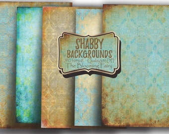 Shabby Chic Digital Paper Pack, Vintage Scrapbook, Grunge Backgrounds (Digital Download)