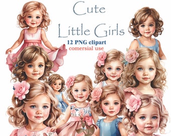 Cute Little Girl Clipart, Cute Baby Girl Clipart, Little Girls  PNG, Little Girls Transparent Background, Little Girls Clipart illustration