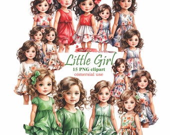 Little Girl Clipart, Little Girls  PNG, Little Cute Girls Transparent Background, Little Girls Clipart illustration