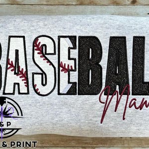 Baseball Mama Embroidered Sweatshirt |Glitter Applique Baseball Mama | Gildan Heavy Blend | Game Day Mom Shirt | Custom Sports Sweatshirt