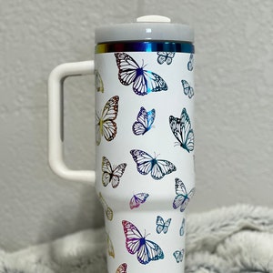 Schmetterlings-Regenbogen-Becher, 40 Unzen Regenbogen-Becher, 40 Unzen Schmetterlingsbecher, pulverbeschichteter Becher, lasergeätzter Becher