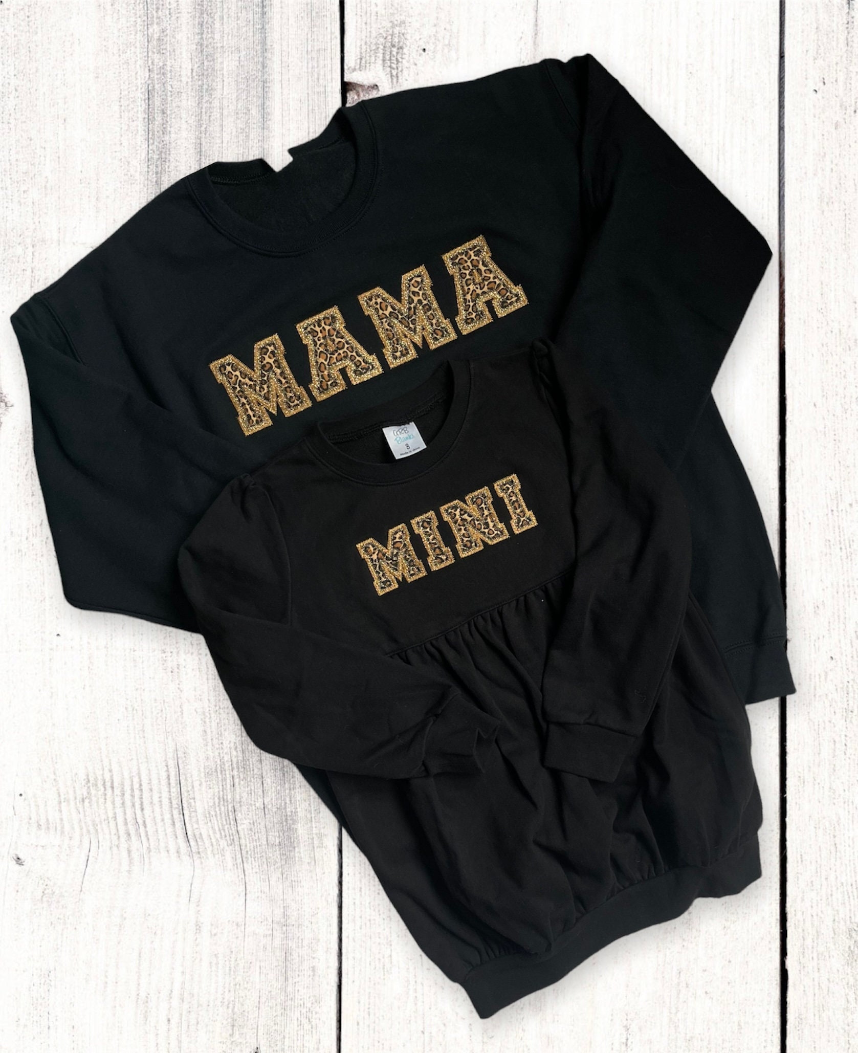 Mama and Mini Embroidered Sweatshirt Girls Bubble Sweatshirt