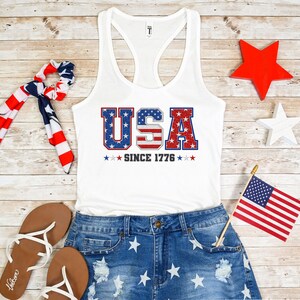 Faux Glitter USA Shirt, USA Glitter Tank Top, USA Glitter Sweatshirt, Women's 4th of July Shirt, 4th of July Shirts, Patriotic shirts