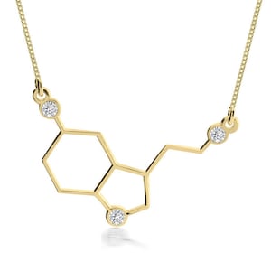 Serotonin Necklace | Serotonin Molecule Jewelry | Science Necklace | Chemistry Gift | Biology Gift | Happiness Molecule Pendant