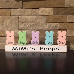 Easter peeps wooden block set, personalized peeps block set, Easter decor