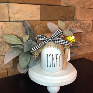 Honey pot | faux honey jar | bee decor | farmhouse decor | tiered tray decor | honey decor