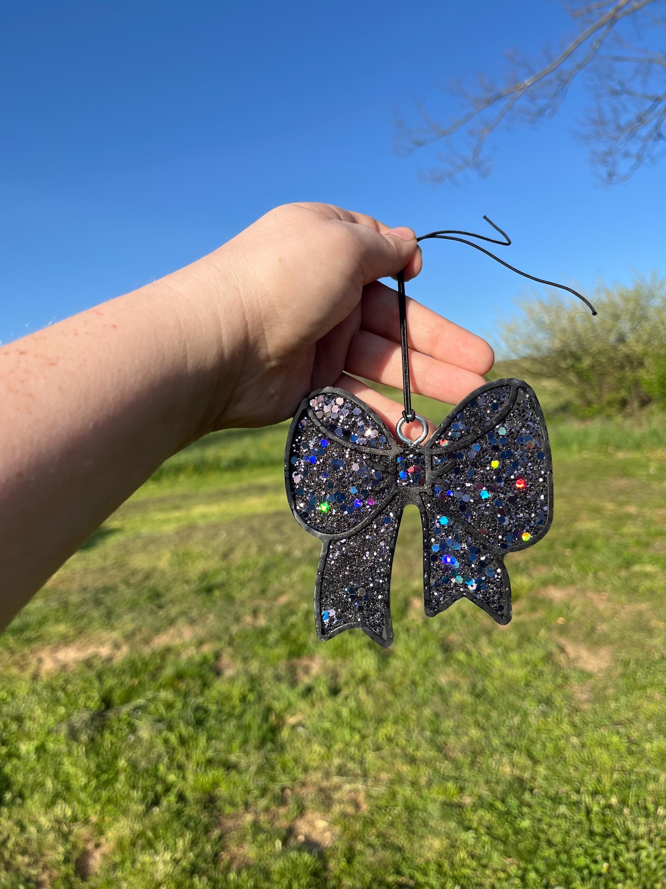 Black bow freshie | car freshie | glittery bow