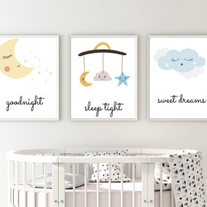 Moon, Cloud, Star Printable Wall Art Set of 3