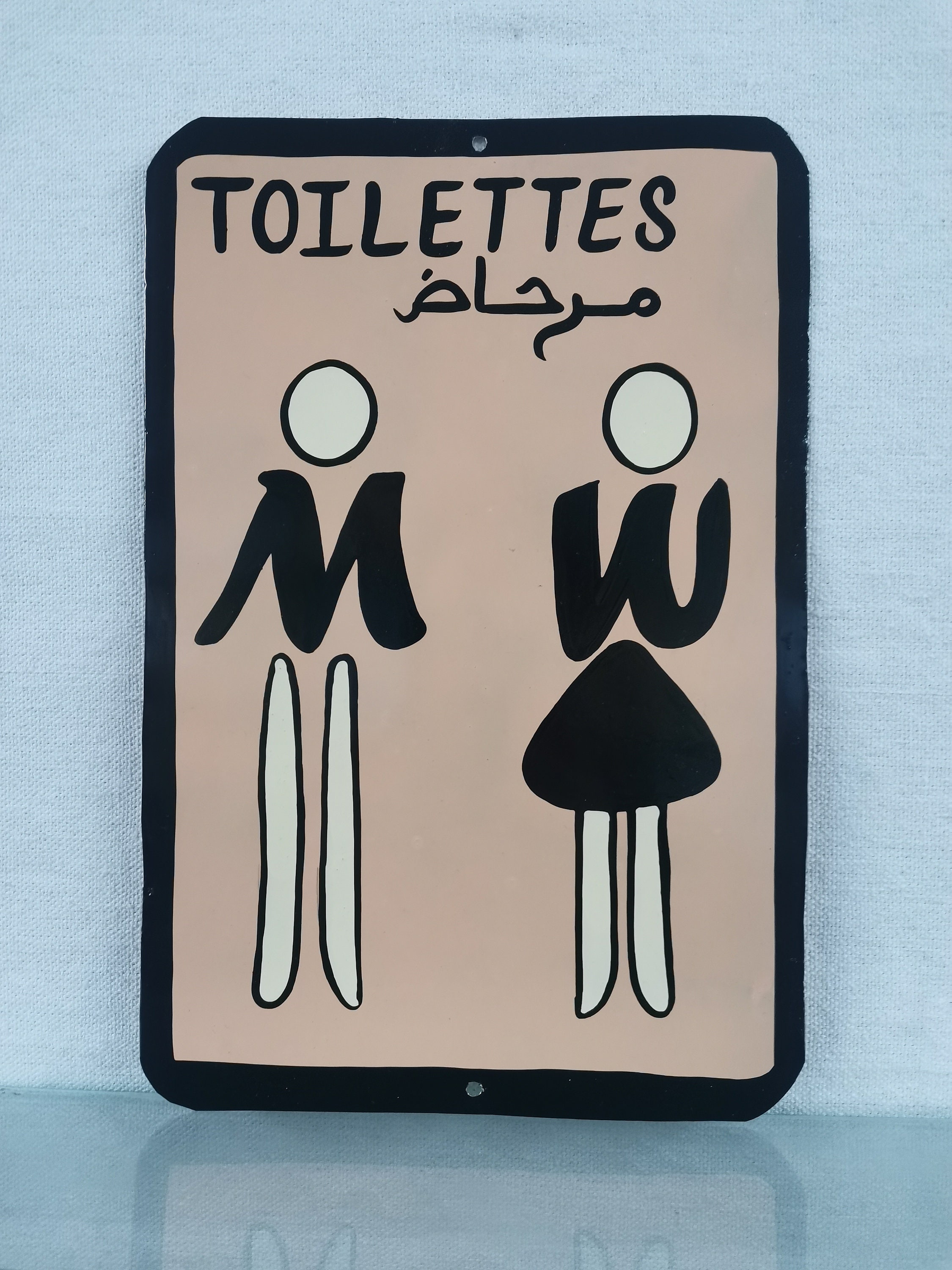 Super rare❗️2vintage l toilet signs Hand Painted Toilet Sign Tin Metal Plaque, Handmade in Morocco