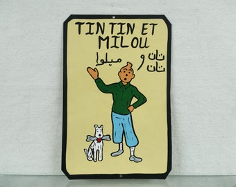 TIN TIN et MILOU Hand Painted Metal Plaque Handmade in Morocco, unique funny Gift For Everyone, Personalisation Available!