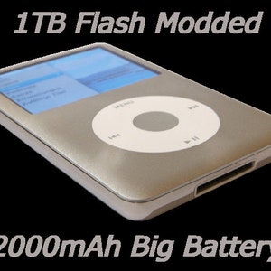 Apple iPod Classic 7th Gen 1TB Flash Modded & 2000mAh Big Battery