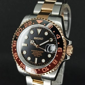 Seiko Mod Root Beer Rose Gold PVD Homage GMT Submariner ...
