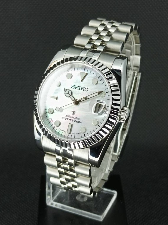 Buy Seiko Mod Datejust 36mm Homage Automatic Custom Watch White Online in  India - Etsy