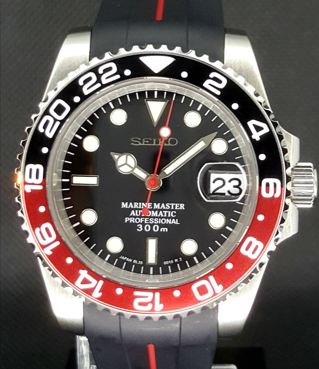 Seiko Mod Coke Automatic Watch NH35A Tribute Submariner GMT - Etsy