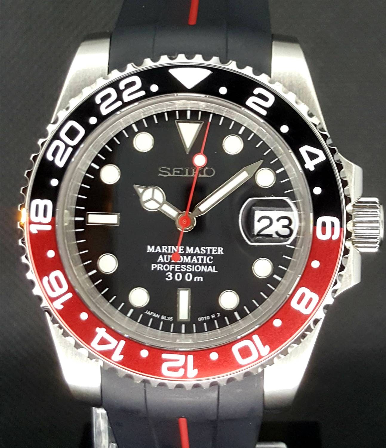 Seiko Mod Coke Automatic Watch NH35A Tribute Submariner GMT - Etsy Finland
