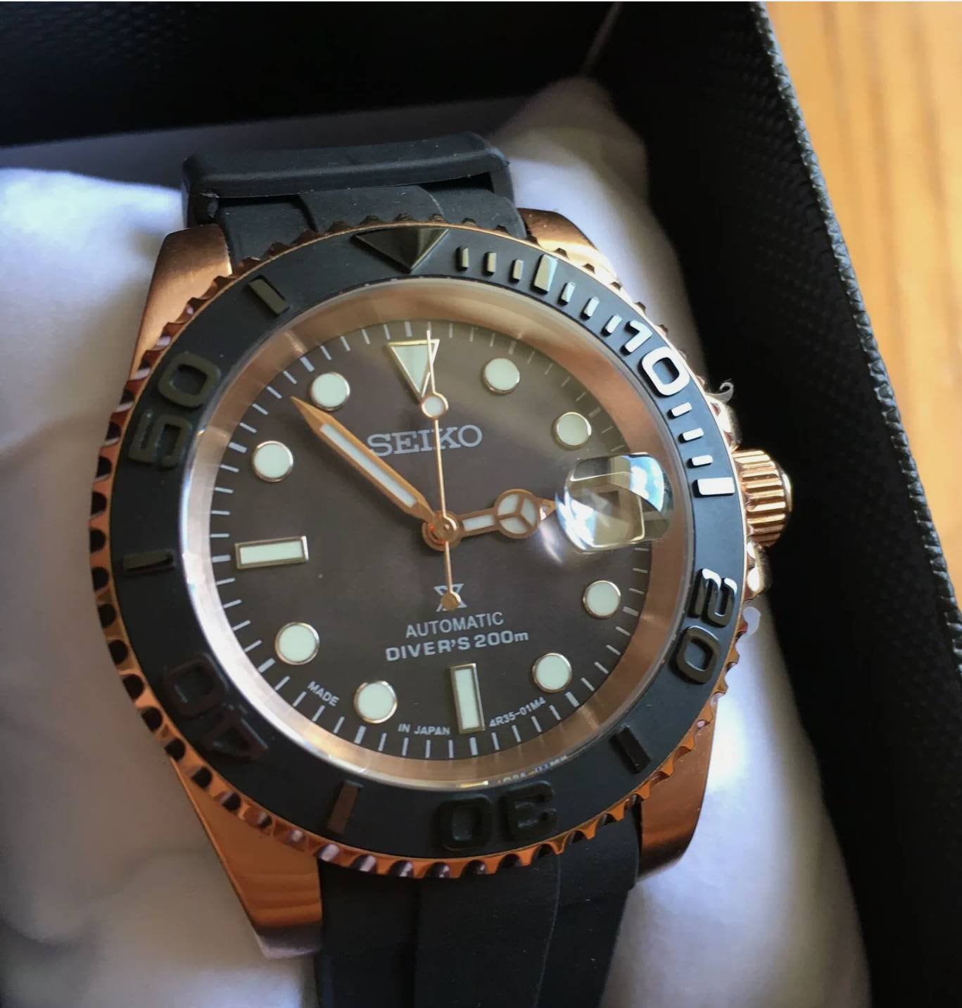 Seiko Mod Yacht Master Rose Gold PVD Submariner Tribute - Etsy Sweden