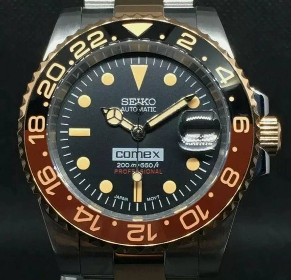 Seiko Mod Root Beer Submariner Comex Vintage Rose Gold Sub - Etsy