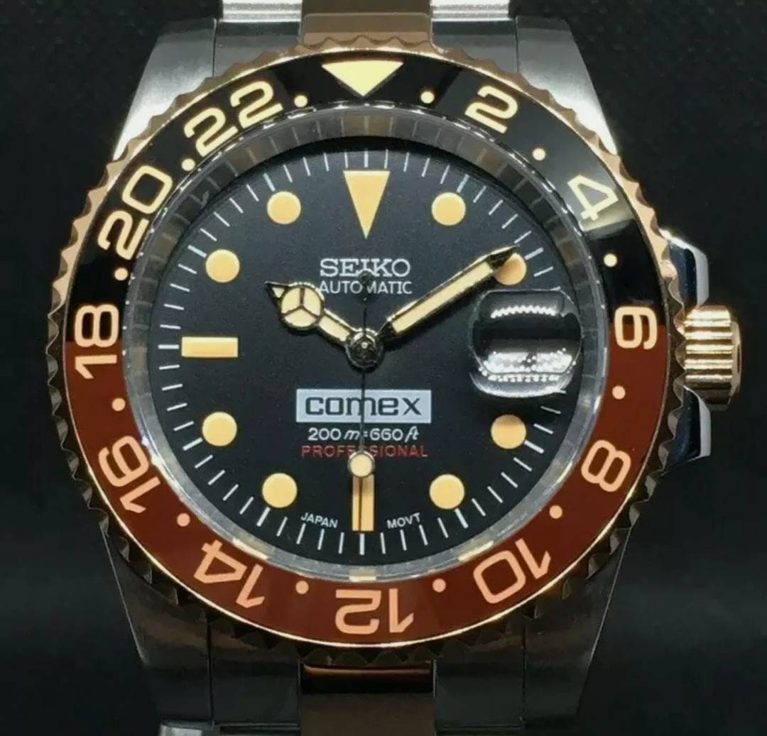 Seiko Mod Root Beer Submariner Comex Vintage Rose Gold Sub - Etsy