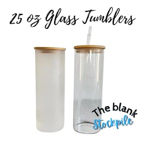 Sublimation  Skinny Glass Tumbler with Bamboo lid| 25 oz | CLEAR OR FROSTED| Blanks for Custom/Personalize