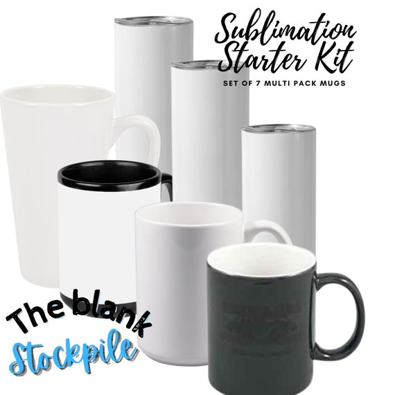 Set of 7| Sublimation Starter Kit, Sublimation Tumblers, Sublimation Mug,  Magic Color Change mug, Sublimation Blank Supply Bundle