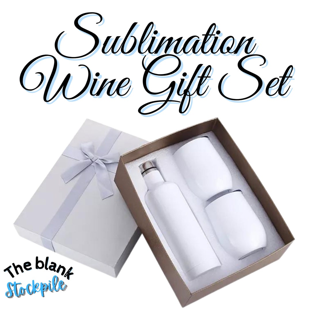 3 Piece Sublimation Wine Gift Set W/gift Box Stainless Steel Wine Bottle With Stemless Wine