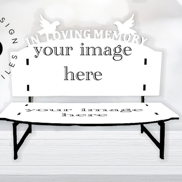 In Loving Memory Doves Bench Dye sublimation MDF memorial photo Mockup | Add your own image DIGITAL DOWNLOAD