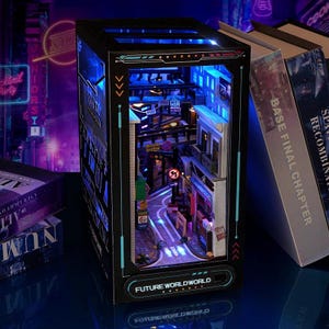 Cyberpunk Book Nook Kit: DIY Cyberworld Bookshelf Insert with LED