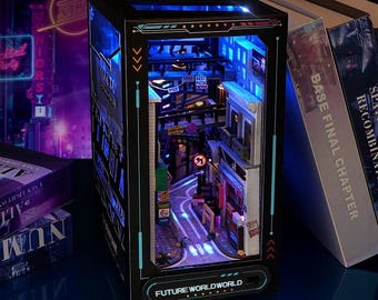 Cyberpunk Book Nook Kit: DIY Cyberworld-boekenplankinzetstuk met led