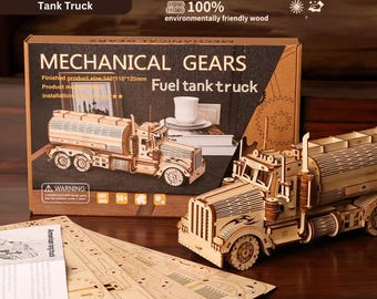 3D Wooden Puzzle Tank Truck: DIY Mechanical Model Kit