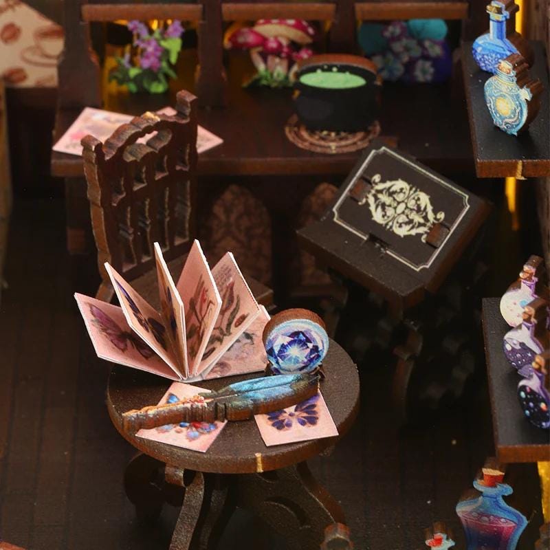 Tonecheer DIY Book Nook Kit, 3D-puzzel van hout, miniaturen voor het bouwen van modelbouw, volwassenen, creatieve decoratie van de boekenplank met automatische detectie van ledlicht (Baker Street