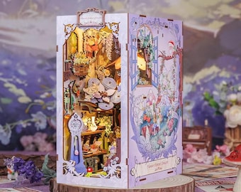 DIY Floral Book Nook Kit: 3D Wooden Puzzle with Sensor Light