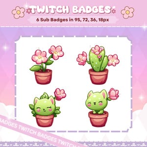 Cactus Twitch Badges | Stream Sub & Bit Badges | Cat Bit Badges | Cat Sub Badges | Cat | Cactus | Kitty | Twitch Graphics