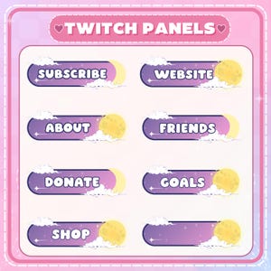 Twitch Panels - Moon And Cloud Panels, Twitch Panel Pack, Kawaii Twitch Panels, Twitch Overlay, Stream Overlay, Stream Panels, Stream Assets