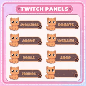 Twitch Panels - Cute Cat Panels, Twitch Panel Pack, Kawaii Twitch Panels, Twitch Overlay, Stream Overlay, Stream Panels, Stream Assets