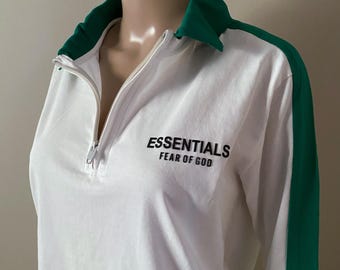 Fear of God Essentials quarter zip polo long sleeve shirt, size large