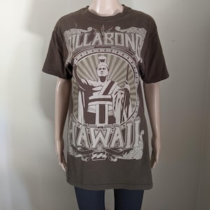 Vintage Billabong Hawaii brown surfing beach flop retro style streetwear graphic tee tshirt mens medium