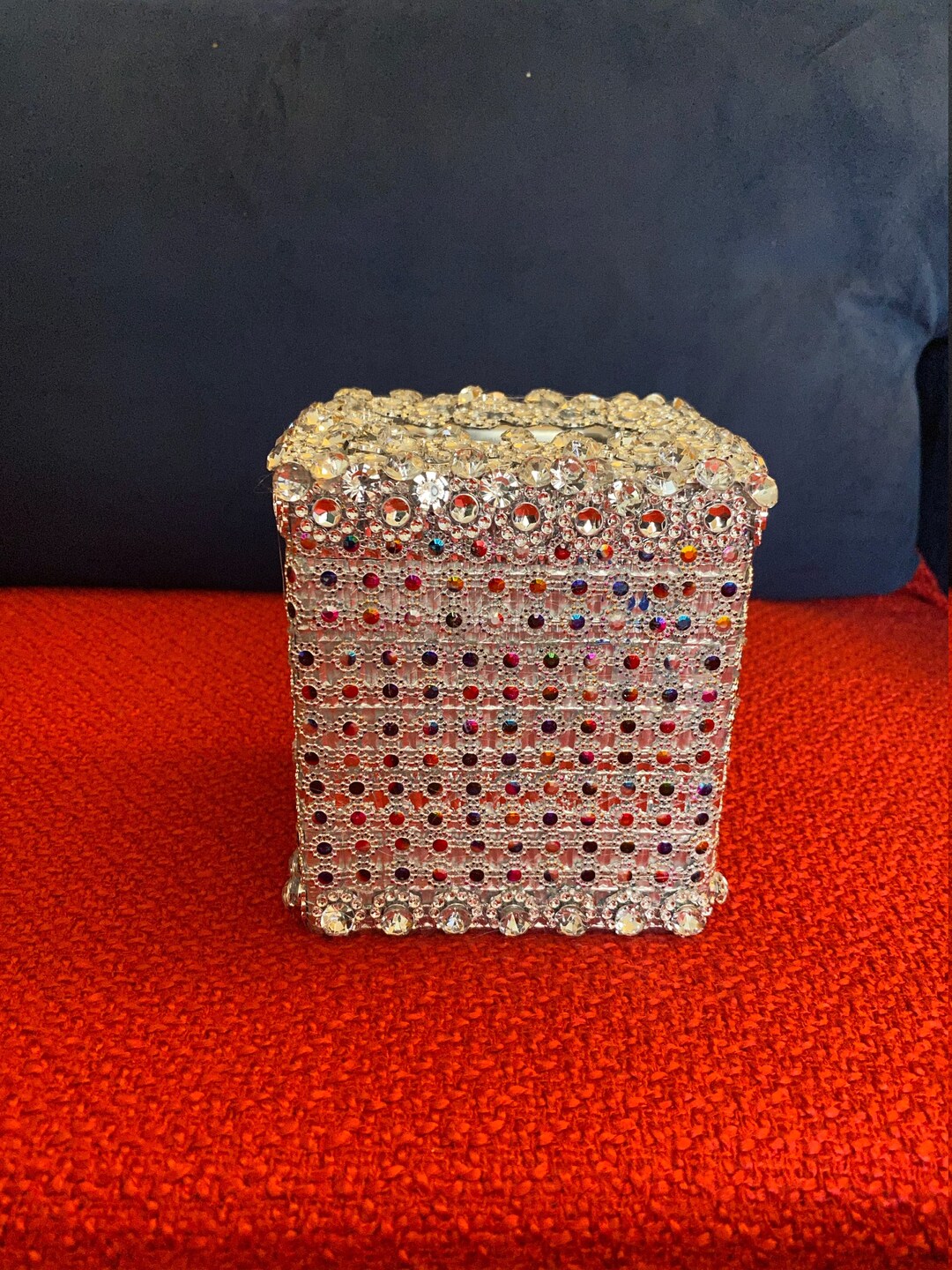 A Facial Tissue Box Cover Designed With Colorful Etsy