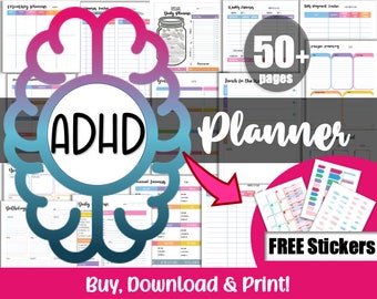 ADHS Planer Erwachsene | Bunter ADHS Planer | Undatierter Minimalistischer Planer für ADHS-Erwachsene