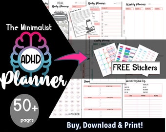 ADHD-planner volwassene| ADHD-planner | Ongedateerde minimalistische planner voor volwassenen met ADHD