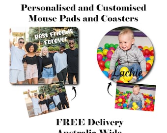 Free Delivery Australia Wide with Tracking. Personalised or Customised 5mm Mouse Pad 3mm Coasters.  Rectangle, Sewn Edge and Round MousePads