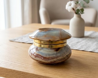 Green Onyx Stone Jewelry Storage Box, Marble Ring and Pendant Case, Vintage Decorative Gift for Her, Jewelry Box