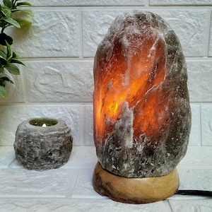 Himalayan Salt Lamp Black or White, Gift for Her or Him, 100 % Natural Himalayan Salt Lamp
